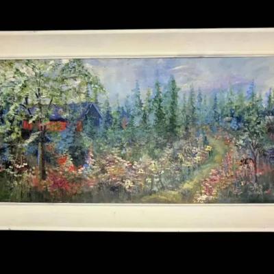 “Martinville Covered Bridge” Oil Painting By C.J. Linkhart Walters (42”x24”)