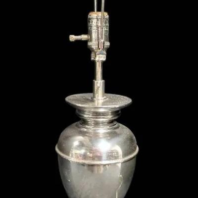 Restoration Hardware Silver Toned Metal Table Lamp