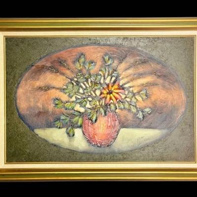 Impasto Painting Of Flower In Vase (44”x32”)