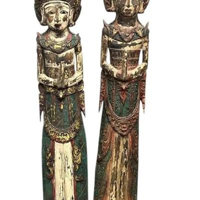 Antique Wood Carved Indonesian Figures