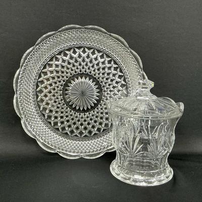 Crystal Jar And Glass Platter