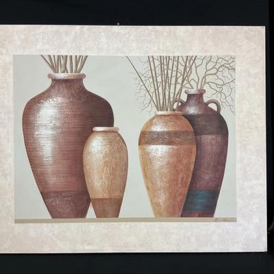 E Lee Original Texture Vase Painting On Canvas