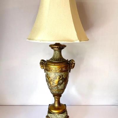 Bronze Urn Style Cherub Lamp