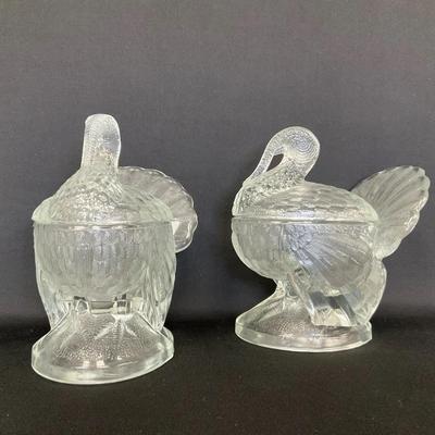 Vintage Clear Glass Turkey Candy Dish