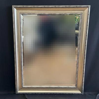 Large Silver Framed Beveled Mirror
