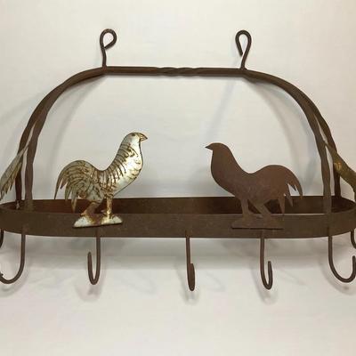 Vintage Wrought Iron Hanging Pot Rack