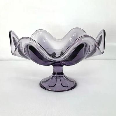 Vintage Viking Glass Six Petal Lilac Bowl