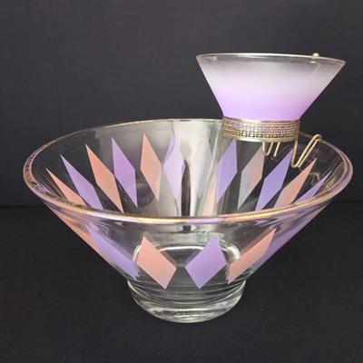 Mid-Century Anchor Hocking Harlequin Chip And Dip Bowls