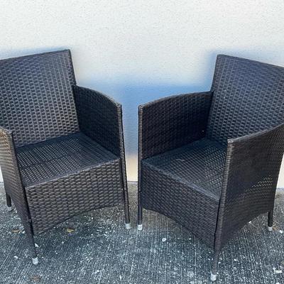 Two Wicker Rittan Outdoor Chairs 