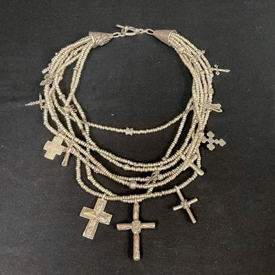 Heavy Silver Cross Necklace 