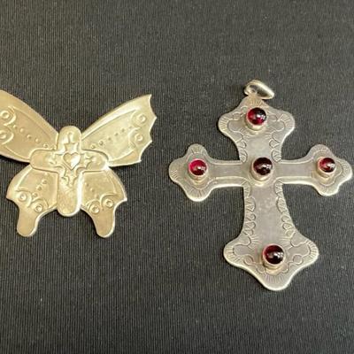 Sterling Silver Pendant And Pin