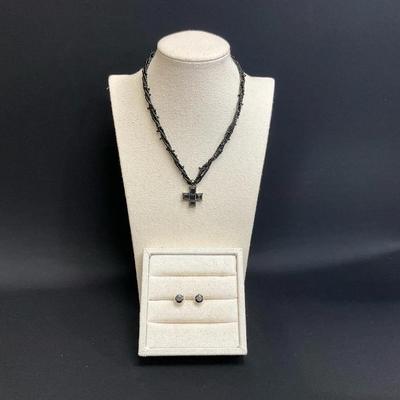 Black Onyx Necklace And Earrings 