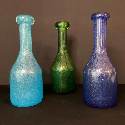 Blown Glass Bottle Trio