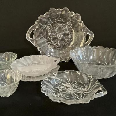 Indiana Glass Wild Rose Pattern Platters & Bowls