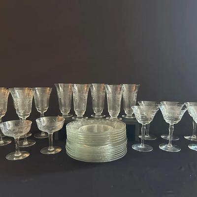 Flower & Ribbon Etched Dishes