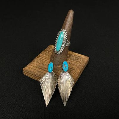 Turquoise Sterling Silver Earrings And Ring