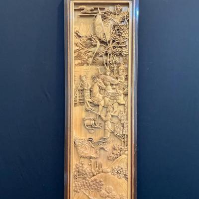 Chinese Carved Wood Panel