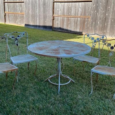 Outdoor Blue Vintage Rustic Table Top 5 Piece Set 