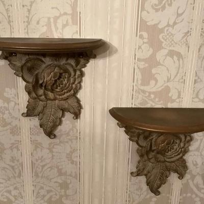 Pair of Syroco Wood Decorative Shelves