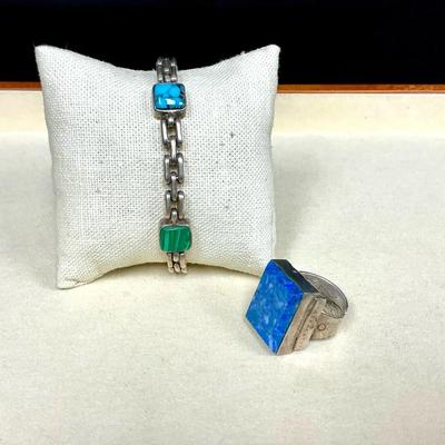 Sterling Silver Turquoise Bracelet And Ring