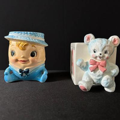 Humpty Dumpty & Bear Vintage Vases