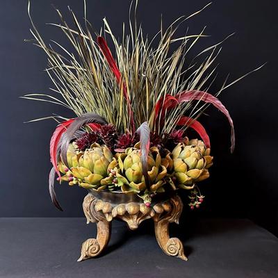 Artichoke & Feather Centerpiece 