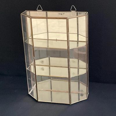 Vintage Brass & Glass Curio Cabinet 