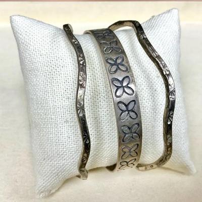 Sterling Silver Bangle Engraved Bracelets 