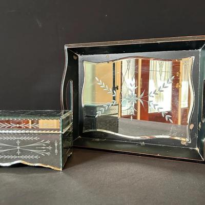 Mirrored Dresser Box & Tray