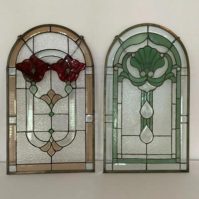Pair of Stained Glass Panels