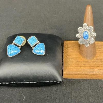 Vintage Sterling Silver Earrings And Ring