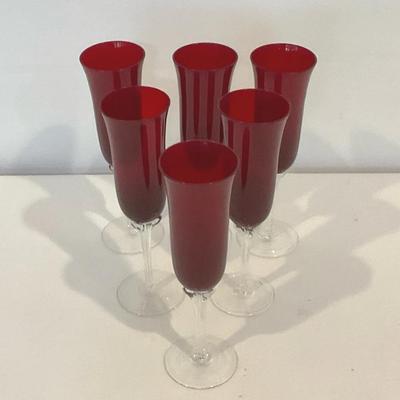 Ruby Red Champagne Flutes