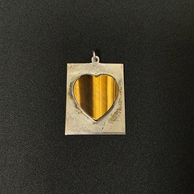 Sterling Silver Tigers Eye Heart Pendant