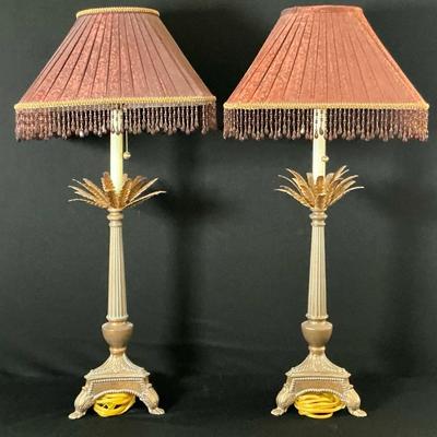Pair Of Red And Gold Lamps