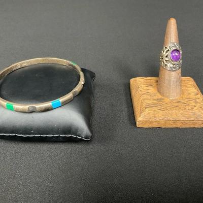 Vintage Sterling Silver Bracelet And Ring