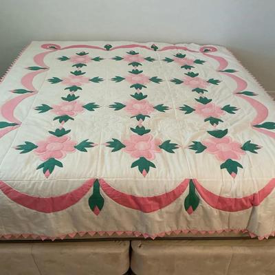 Pink And Green Flower Quilt 