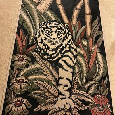 Vintage Tiger, Bamboo, Asian-Themed Area Rug 