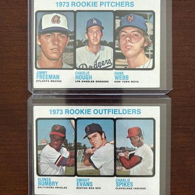 1973 Topps Baseball Cards. Dwight Evans and Charlie Hough Rookie Cards