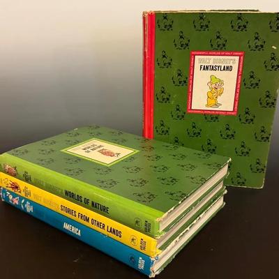 1964 Wonderful Worlds Of Walt Disney Hardback Books (4) By Golden Press
