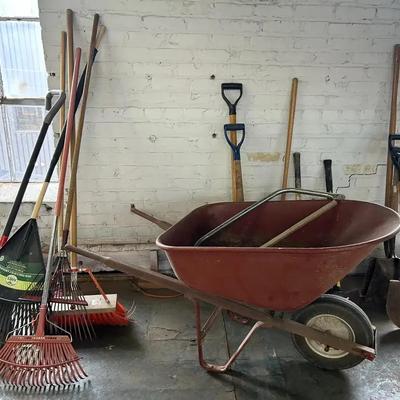 Yard Tools with Rakes, Spades and Shovels, Wheelbarrow, and Much More