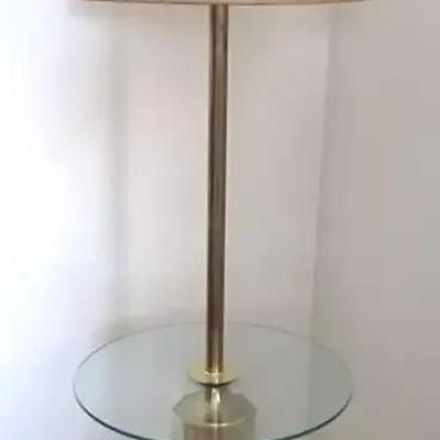 Mid Century Brass And Glass Floor Lamp