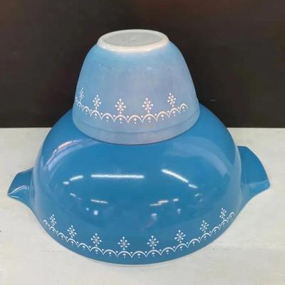 Vintage Pyrex Snowflake Garland Cinderella Mixing Bowls (2)