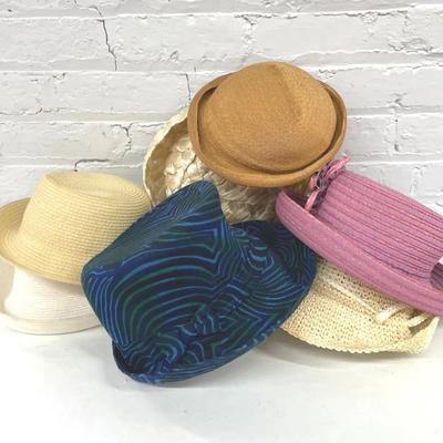 Vintage Hats (7) With 1950’s Straw Boater Hat And Coronet Fifth Ave. Hat And More