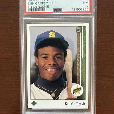 1989 Upper Deck Baseball Card. Ken Griffey Jr. Star Rookie. PSA 7. Card #1