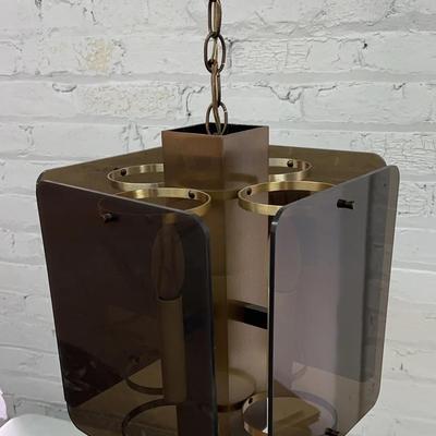 60s Brass And Glass Hanging Lamp