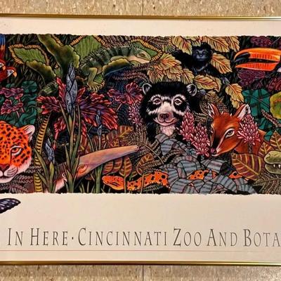 Vintage Cincinnati Zoo Framed Poster ‘It’s A Jungle In Here’