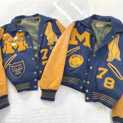 Two Vintage Wool And Leather Varsity Jackets, Madeira  HS