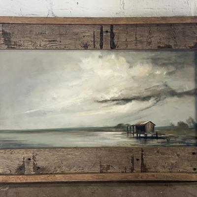 Gene Barber (Florida) Oil Painting Of A Wharf Shanty, 1978