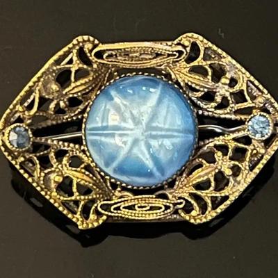 Edwardian Filigree Brass Brooch