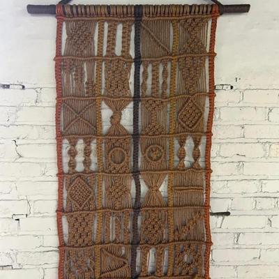 Mid Century Modern Handmade Macrame Jute Fiber Wall Hanging